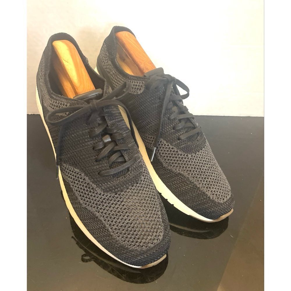 Cole Haan GrandPro Shoes Mens 11.5 Black Knit Lace Up Casual Comfort Sneakers.